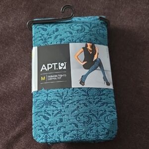 Apt. 9 Teal Damask-Pattern Women's Tights